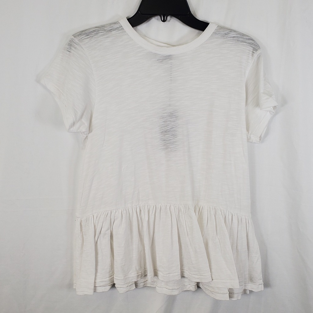 BLACK ORCHID White Ruffle Short Sleeve Tee Shirt